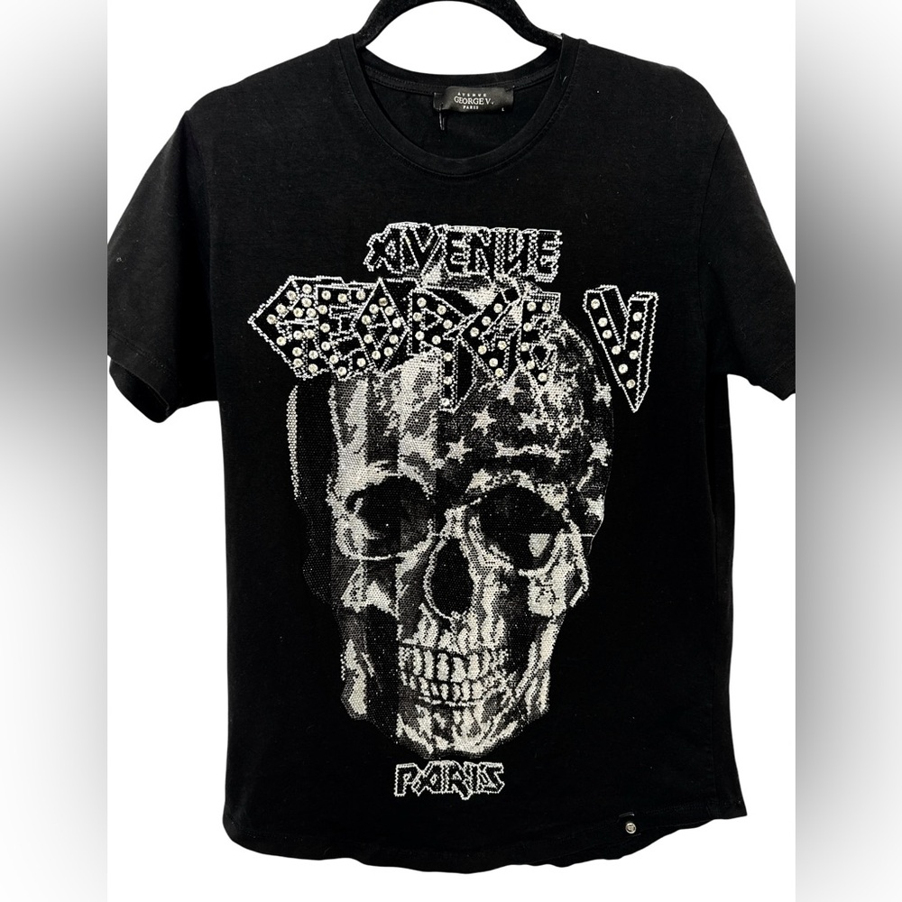 Avenue George V Paris Luxury Black T-shirt Large